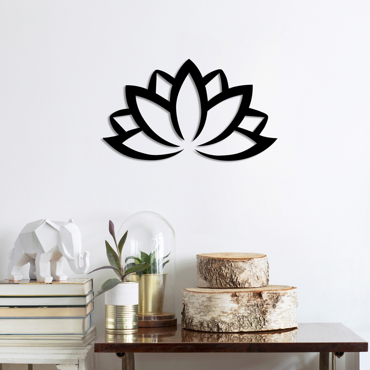 Decoratiune de perete, Lotus Flower 2, Dimensiune: 60 x 35 cm, Negru - imagine 4